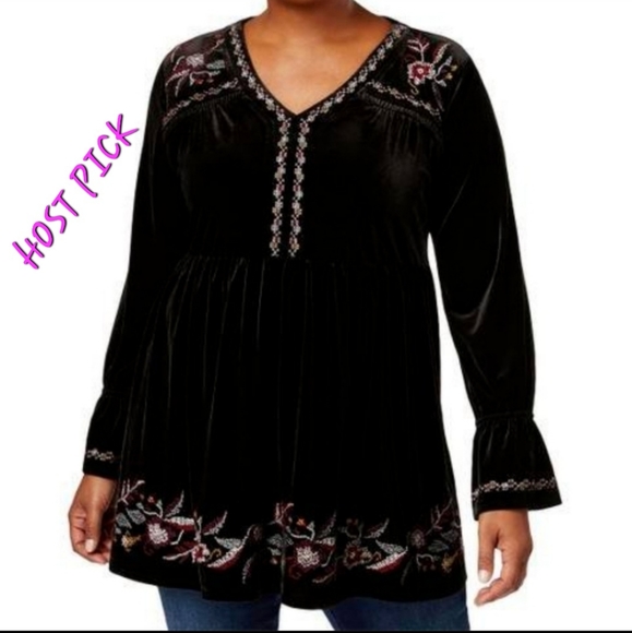 Style & Co. Tops - Style & Co. Black velvet tunic top